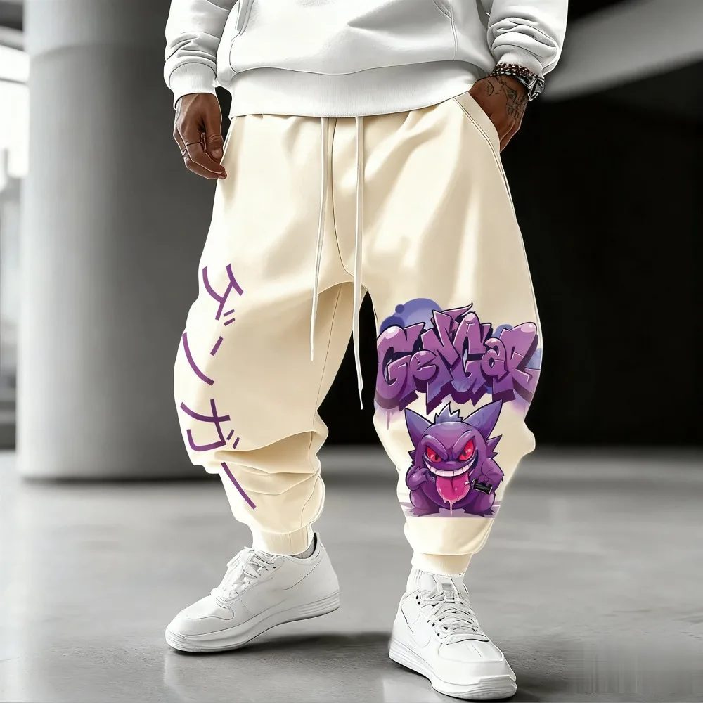 

Pokémon Genggui Fleece Thermal Trousers Autumn Winter Men's Women's Oversize Trend Jogging Loose Leggings Simple Casual Pants