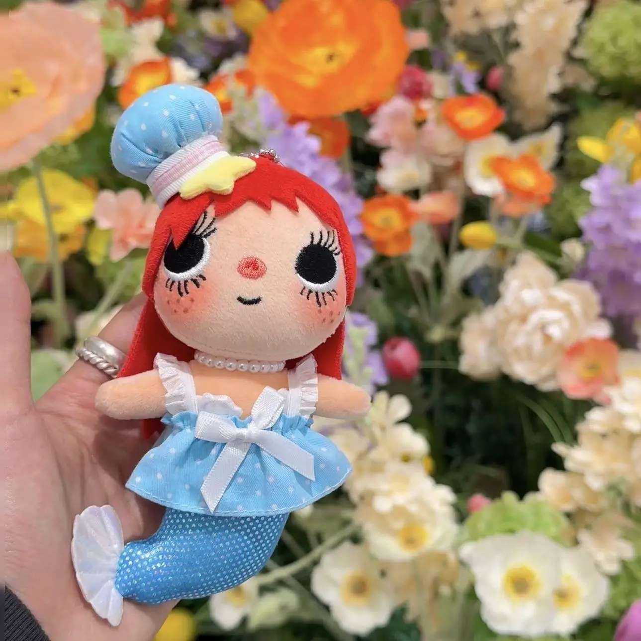 lorz-new-small-jade-mermaid-doll-pendant-chef-hat-polka-dot-skirt-birthday-gift-cartoon-image-chain-style-toy-accessory
