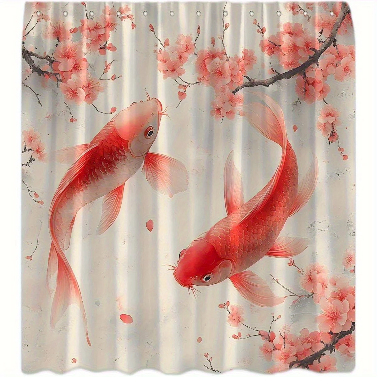 

Красная занавеска для душа с рыбой кои и вишневым цветочным дизайном, японский художественный декор, водонепроницаемый подарок для ванной комнаты