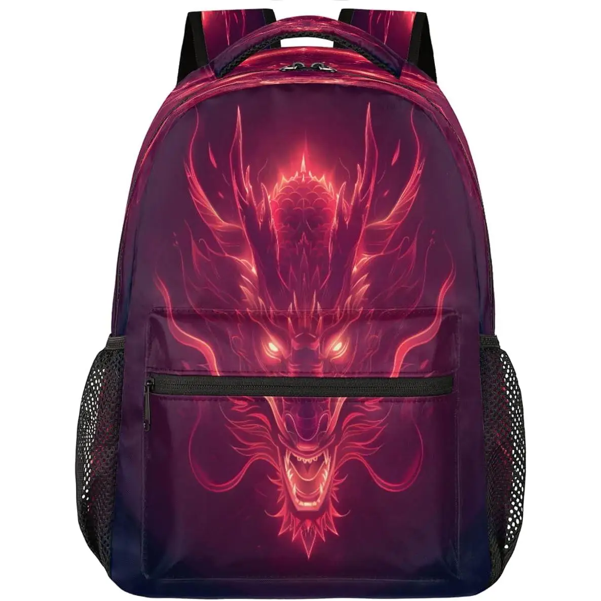 

Glowing Red Dragon Laptop Backpack Water Resistant Bookbag for Casual Travel Hiking Camping Outdoor Daypack Shoulder Bag