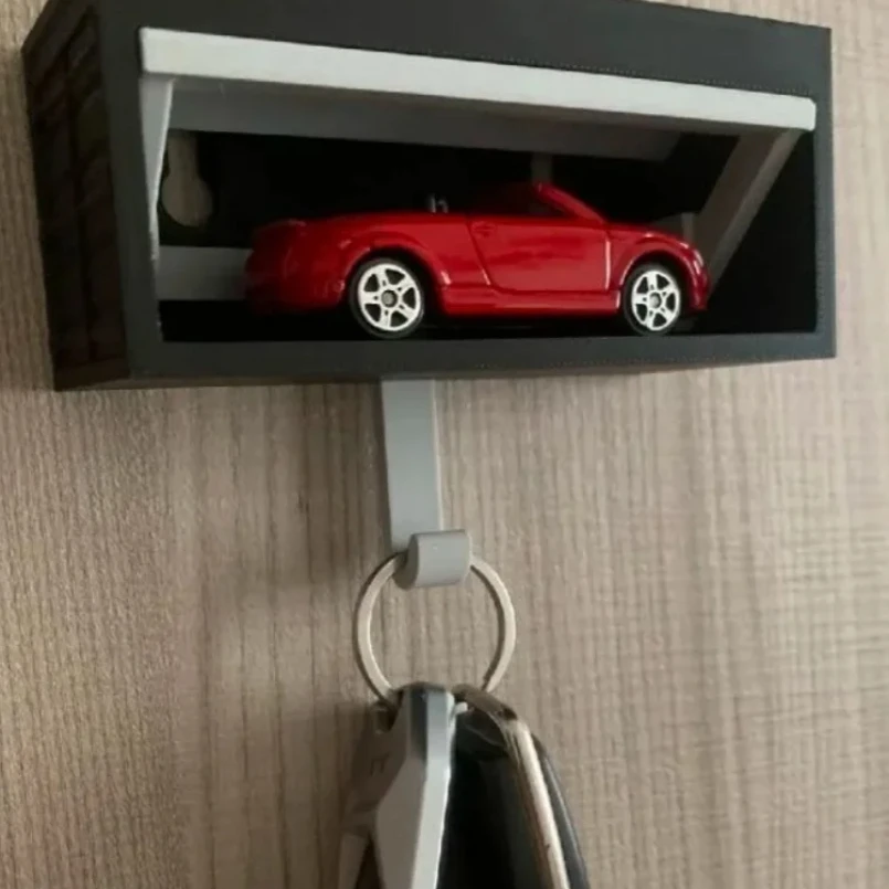 

Car Garage Key Holder With Opening Door Fun Garage Keychain Wall Hanging Car Key Holder Easy Installation Wall Decoration