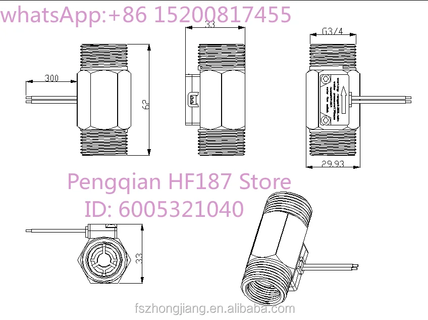 C02 Flow Switch 0-220V/50W Brass G3/4 'Normally Open Reed Switch, Flow Control 1.5-30 L
