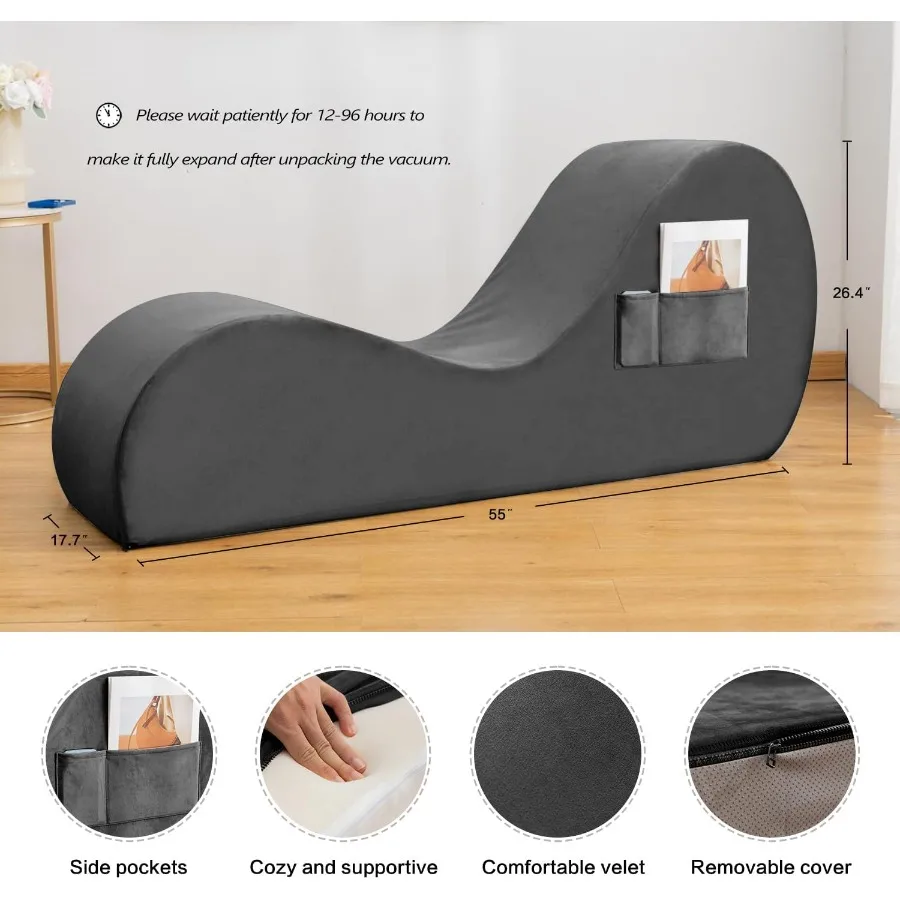 Krzesło do jogi, leżanka do jogi, aksamitne krzesło do rozciągania i relaksu z bocznymi kieszeniami, antypoślizgowym dnem i odpinanym pokrowcem.