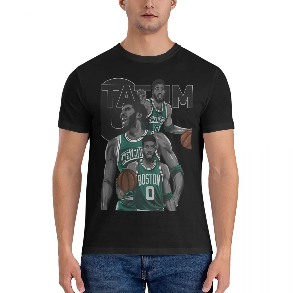 Men T-Shirt Basketball Final Leisure Pure Cotton Tees Short Sleeve Jayson Tatum T Shirts O Neck Tops Printed