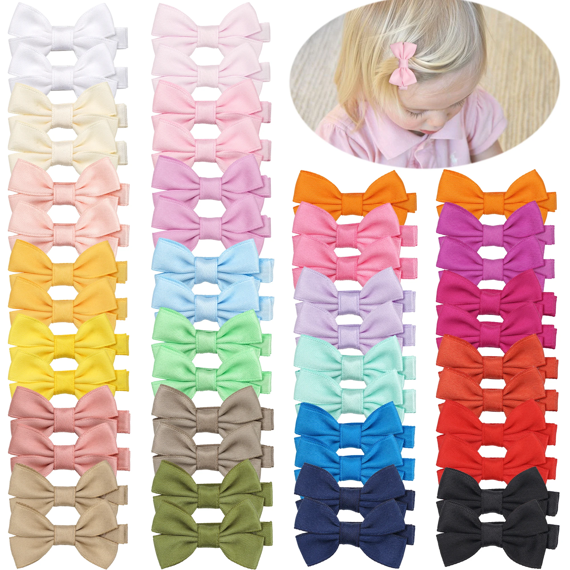 

40/50/58pcs Pcs 2Inch Baby Hair Bows Clips Fully Lined No Slip for Fine Hair Baby Girls Infants Toddlers Kids Hair Barrettes