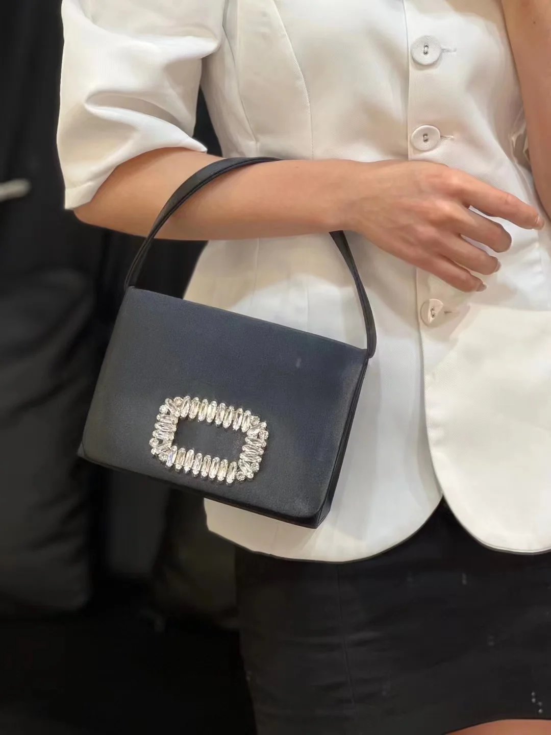 Luxury Designer Satin Square Bag Shiny Rhinestone Diamond Evening Bag Women's Handbag Wedding Party Clutch Purse Shoulder Bag - Image 2
