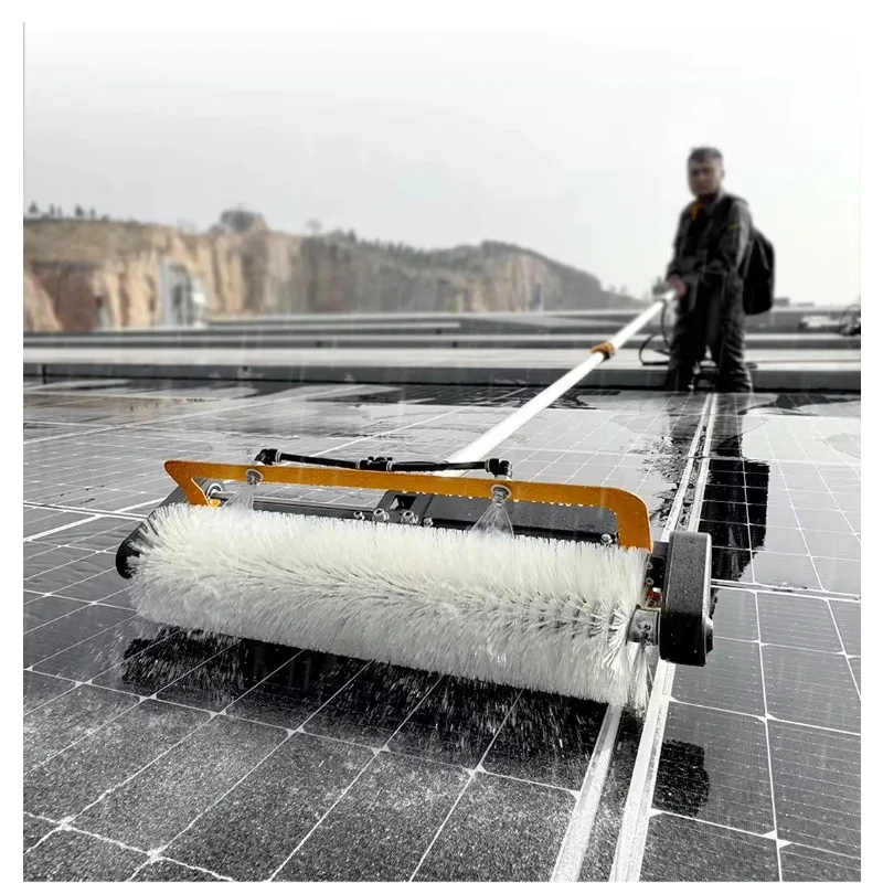 Portable Solar Panel Electric Cleaning Roller Brush Kit Telescopic Pole 10m 24V 26AH Lithium Iron Phosphate Battery Model M1