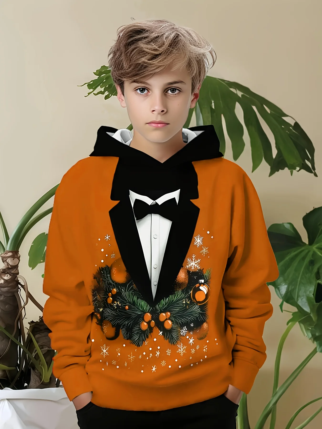 هوديي للأطفال على طراز الرجل المحترم |   بدلة عيد الميلاد طباعة السترة |   ملابس المهرجانات الجديدة للخريف والشتاء للأولاد ملابس يومية داخلية وخارجية #4