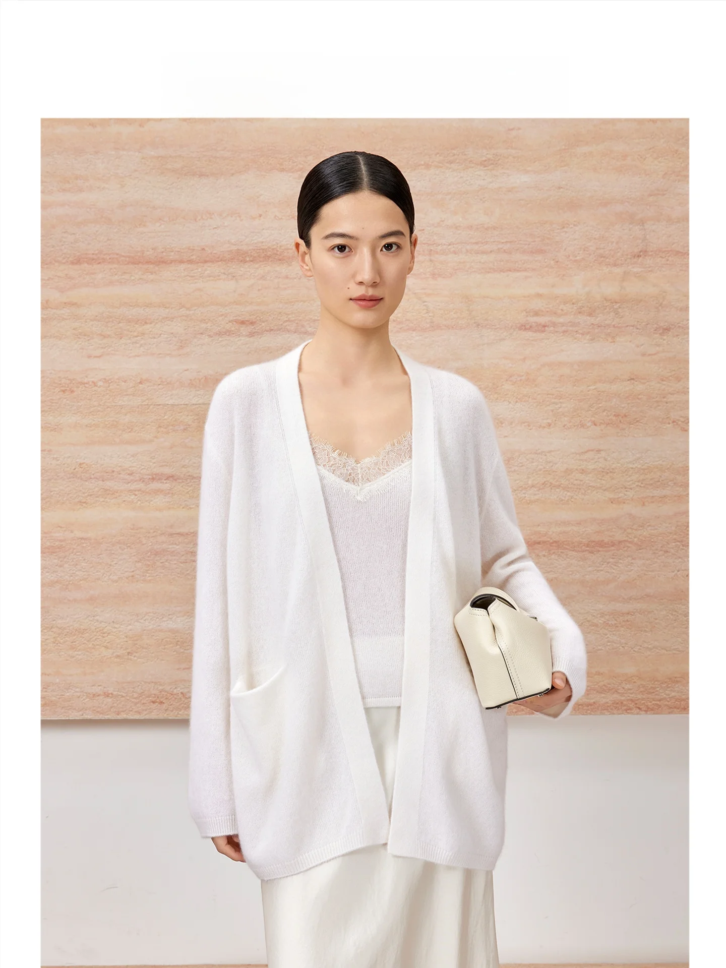 

Женский вязаный кардиган CEJIA с кружевными вставками и свободный свитер на бретельках, комплект из двух предметов, весна 2026, с длинными рукавами