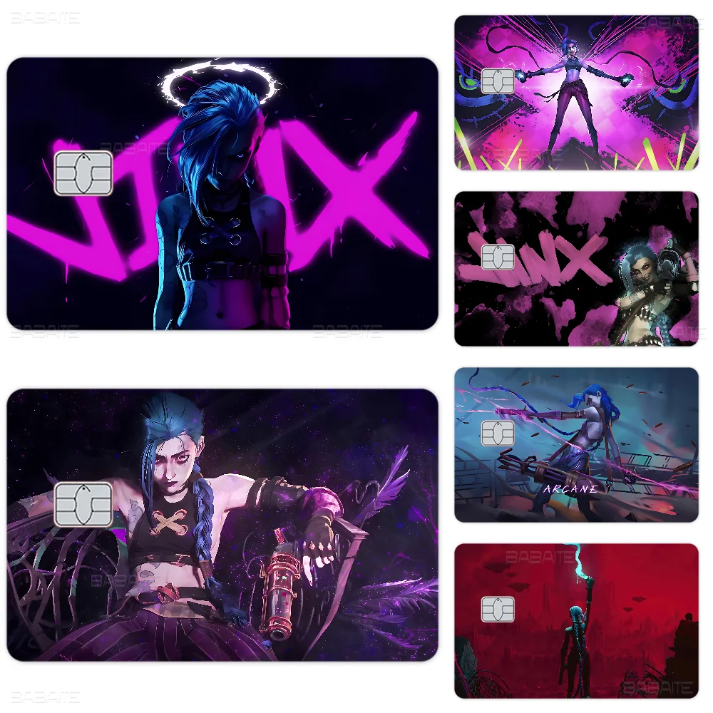 A-Arcane 2 L-LOL Jinx Anmie Sticker Film Skin Cover For Credit Card Debit Bank Card Front