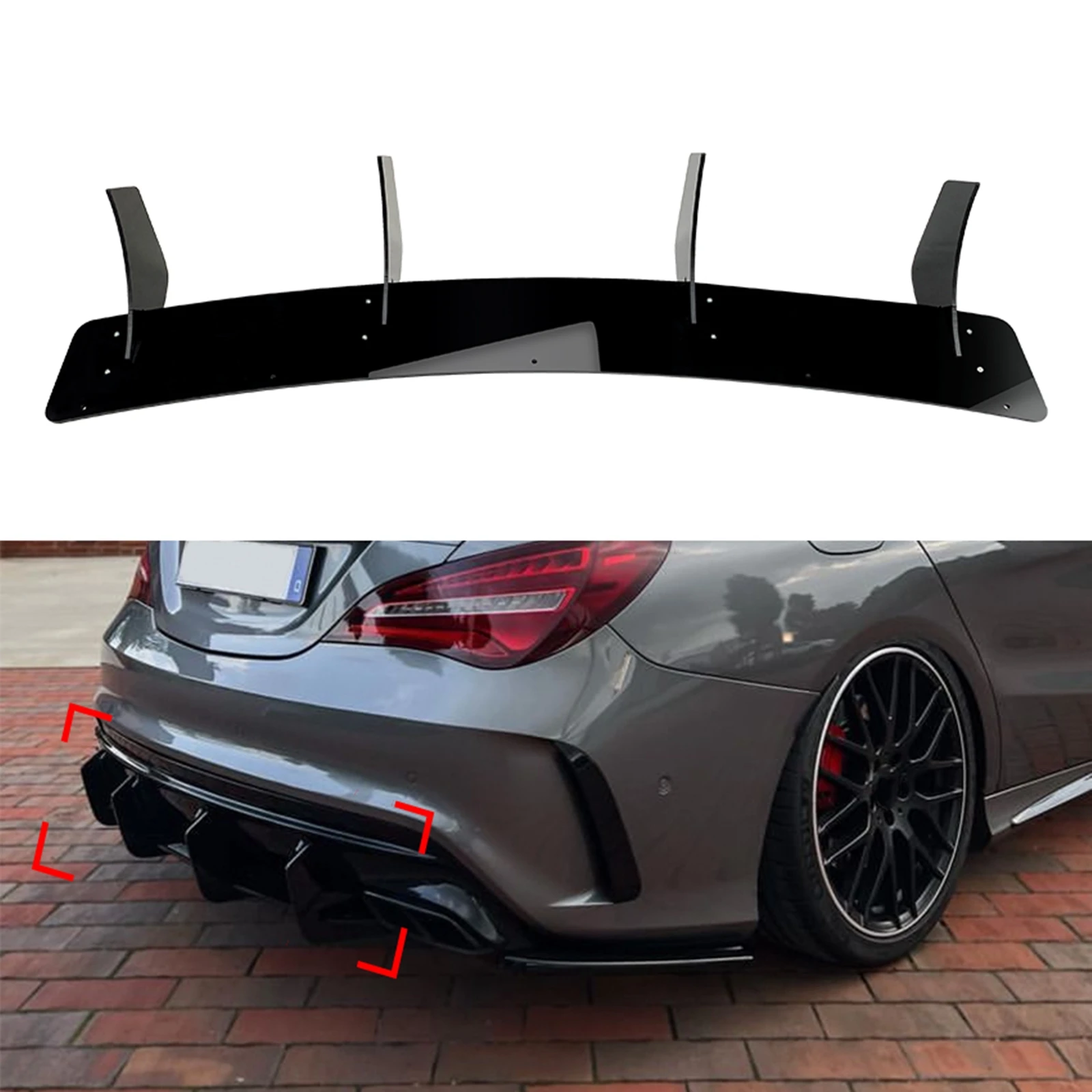 Spoiler Difusor Divisor Do Amortecedor Traseiro, Suporte Kit Guarnição, Mercedes Benz CLA Classe W117 C117 CLA45 AMG Linha Apenas Sedan 2016-2019