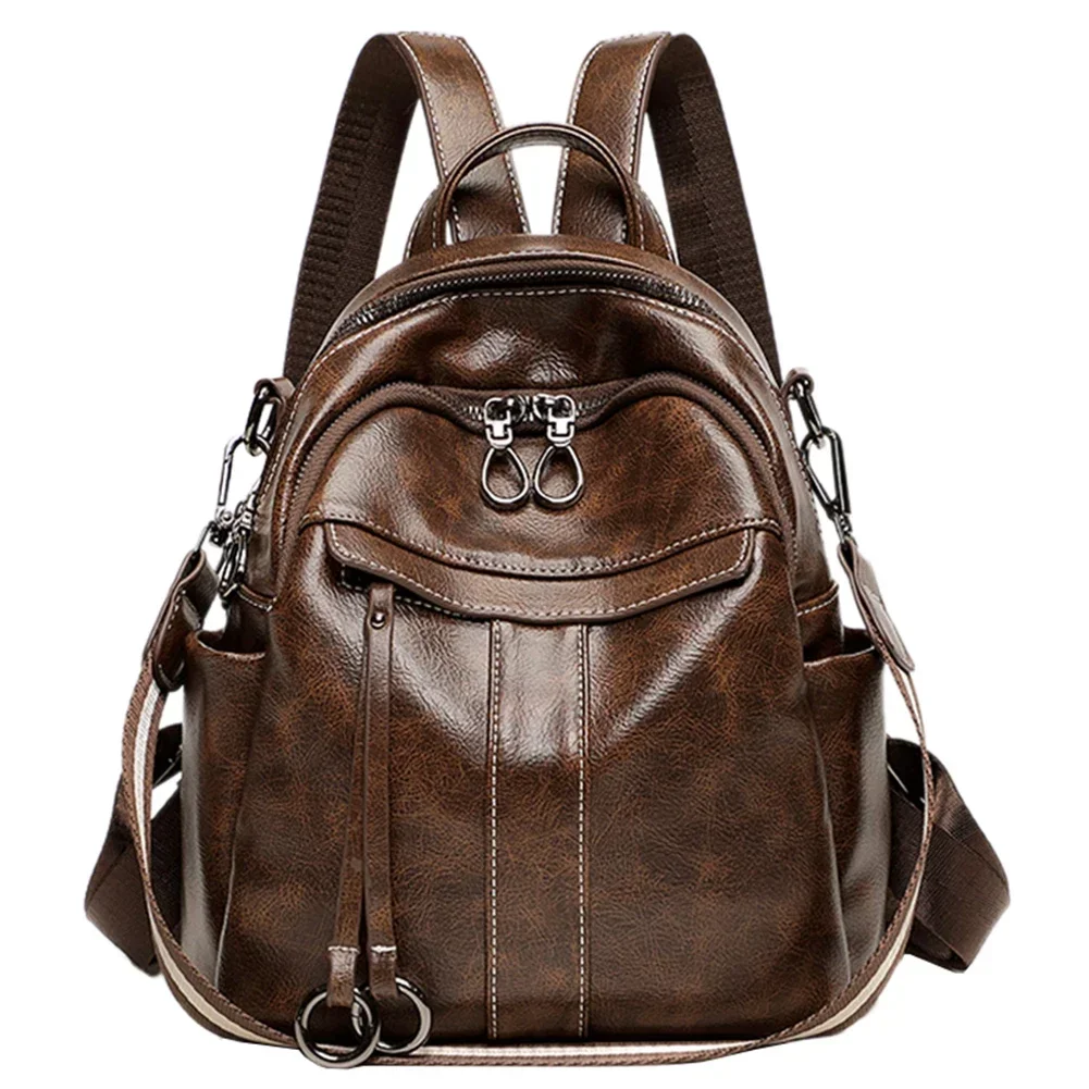 Genuine Leather Backpack Small Women\'s Backpack Soft High Quality Cowhide Shoulders Bag Fashion Zipper Design Bag