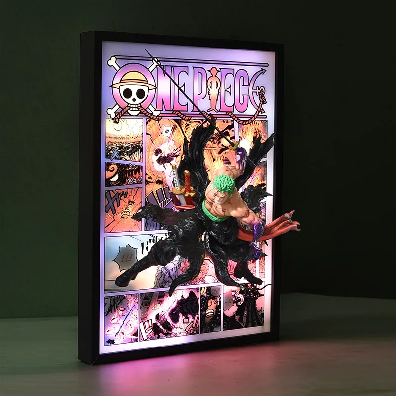 One Piece Action Figure Decor Light Sign Painting Luffy Zoro Poster Action Figures Creative 3D Stereo Painting Toy Festival Gift
