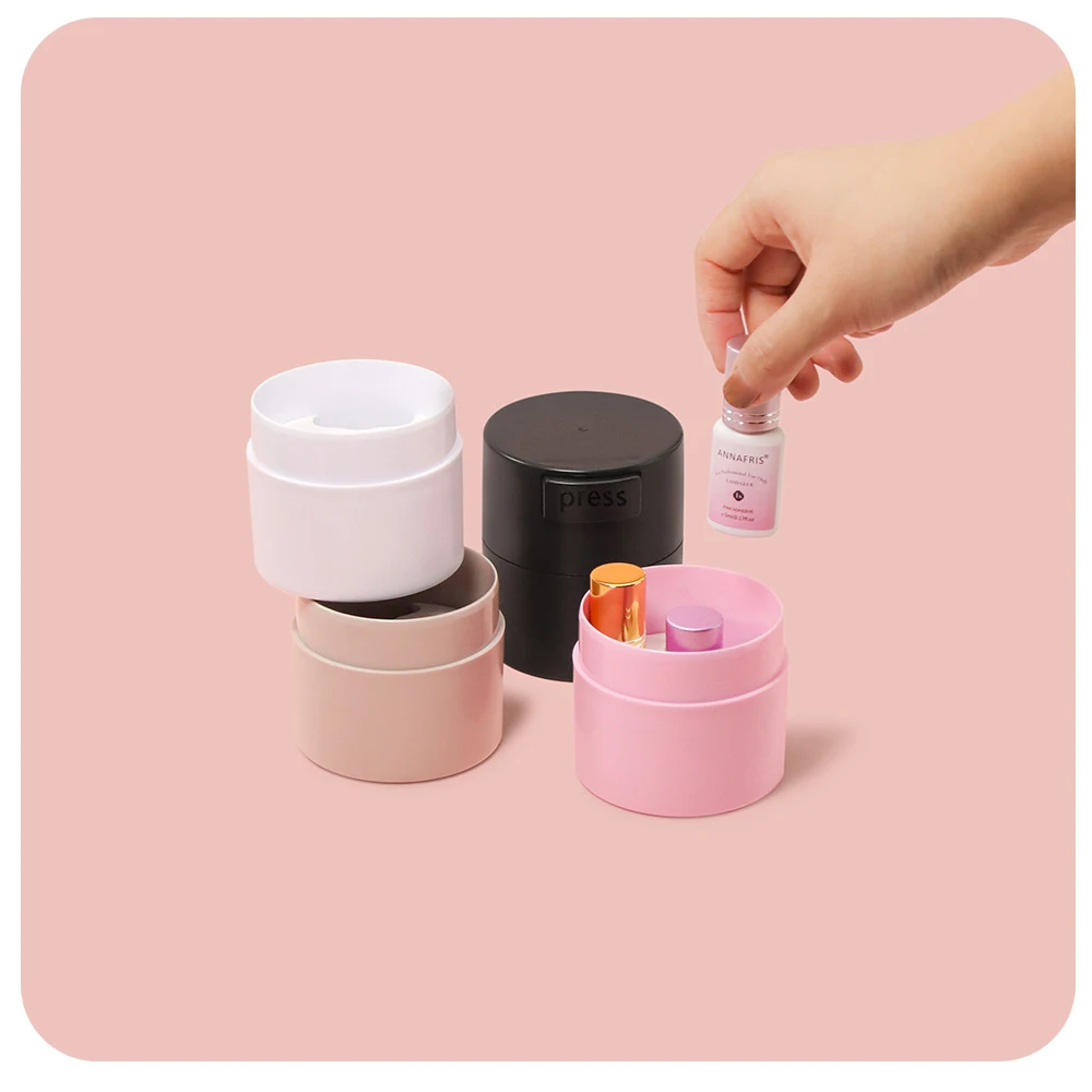 ANNAFRIS Eyelash Glue Storage Tank Container Extend Lash Glue Life Activated Carbon Sealed Storage Jar Adhesive Stand