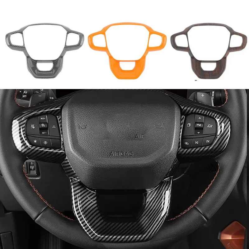 Fit Ford Ranger 2023 2024 ABS Carbon Fiber Steering Wheel Cover Sticker Trim Frame Decorator Interior Accessories