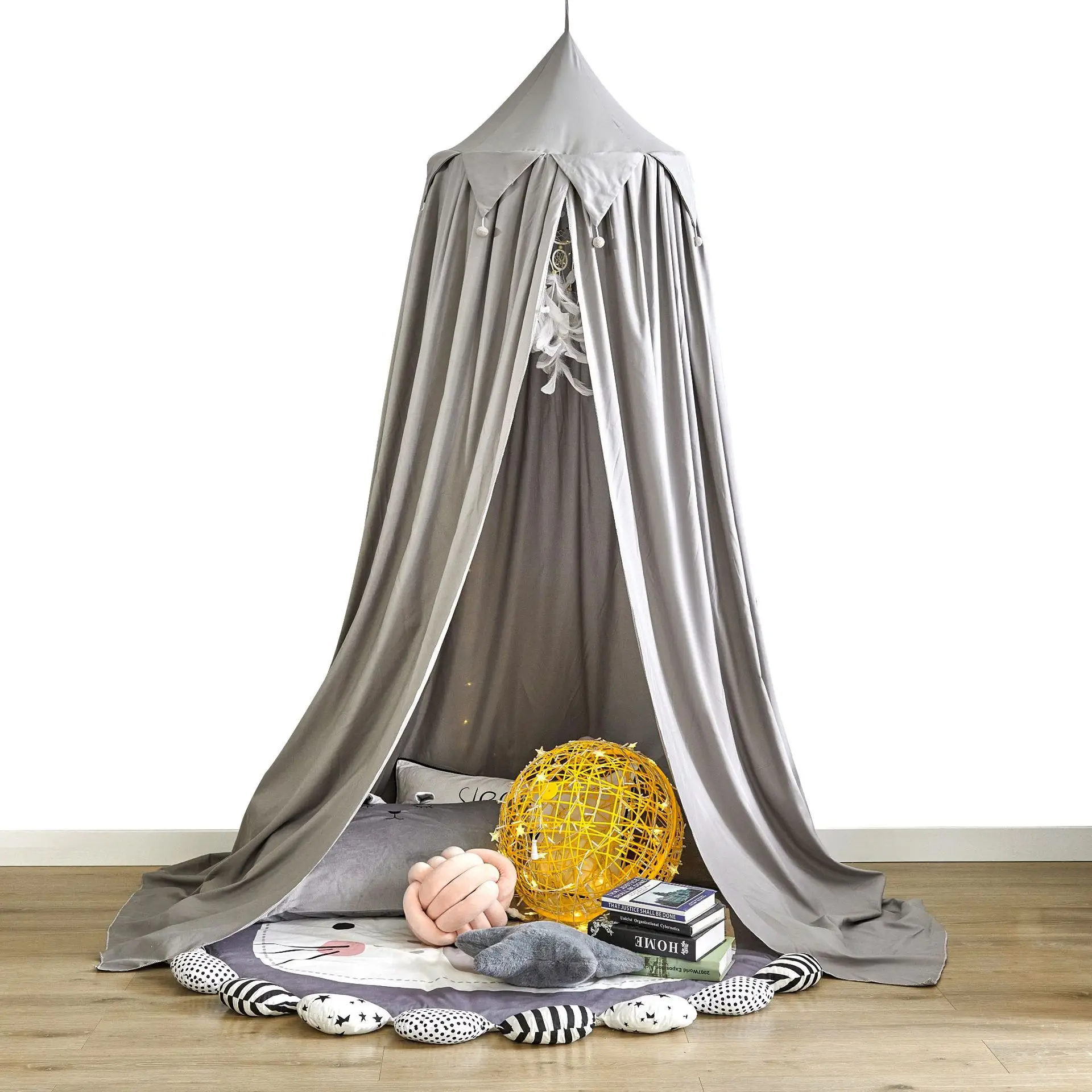 Baby Room Decoration Balls Mosquito Net Curtain Canopy Round Crib Netting Tent Kids Bed Valance Photography Props