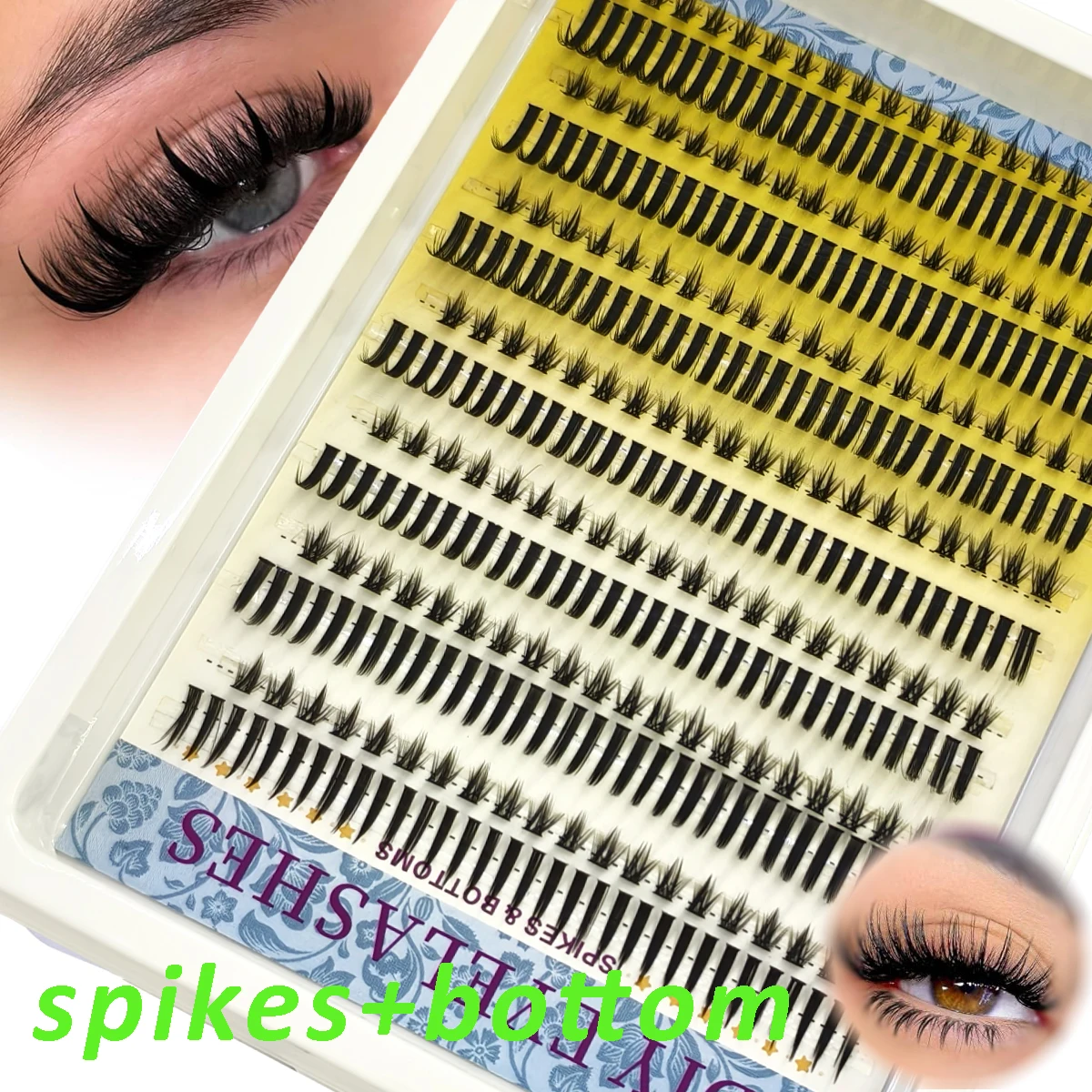 Manga Lashes Extensions Anime Lash Clusters Spiky Eyelash Individuals 10-18MM Long Cluster Eyelash Extensions D-Curly Fairy