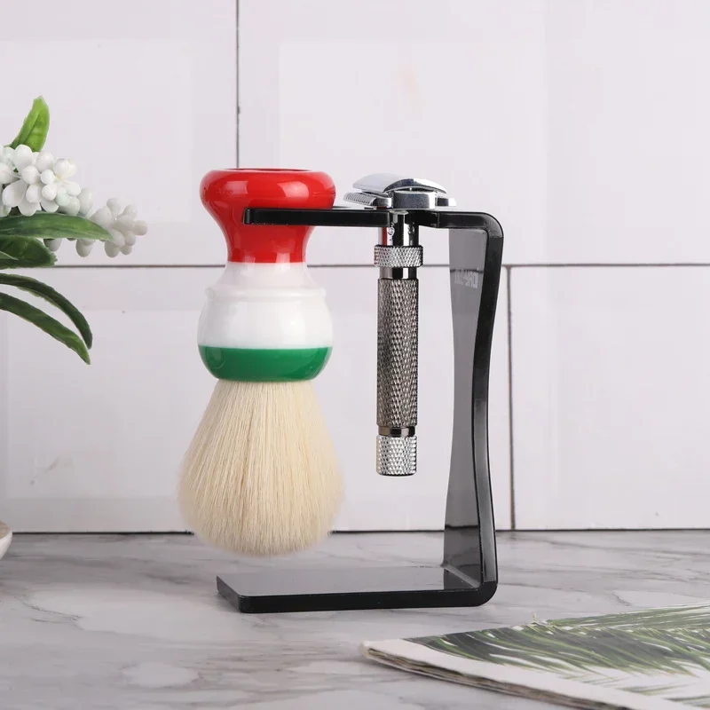 

YAQi Cheap Creamy Black/White Color Shaving Brush and Razor Holder Set for Men