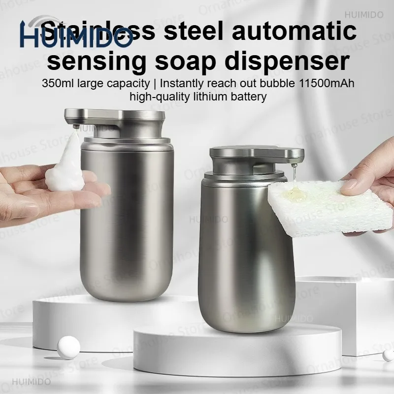 Fully Automatic Induction Stainless Soap Dispenser Rechargeable for Bathroom and Kitchen Foaming Hand Soap and Lotion Bottle 1pc