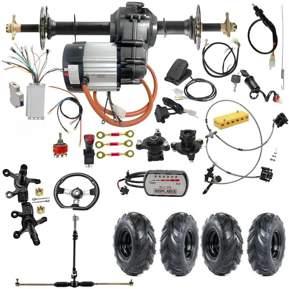 

Комплект задней оси дифференциала 760/860/1020 мм, двигатель 1000 Вт, полный, 6-дюймовые колеса, рулевая ступица, аксессуары для картинга ATV