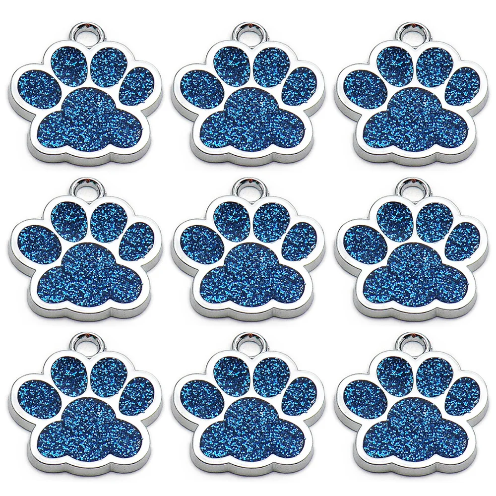 Wholesale 20Pcs Paw Blank Decoration Dog Pet Id Tags Anti-loss Plate Alloy Lable Personalized Keryrings Accessories