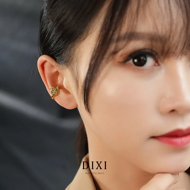 DLR1042 Dixi العلامة التجارية النسخة الكورية الأصلية من أقراط الموضة، أقراط مرصعة بالألماس بنمط مجوف بسيط غير منتظم #3