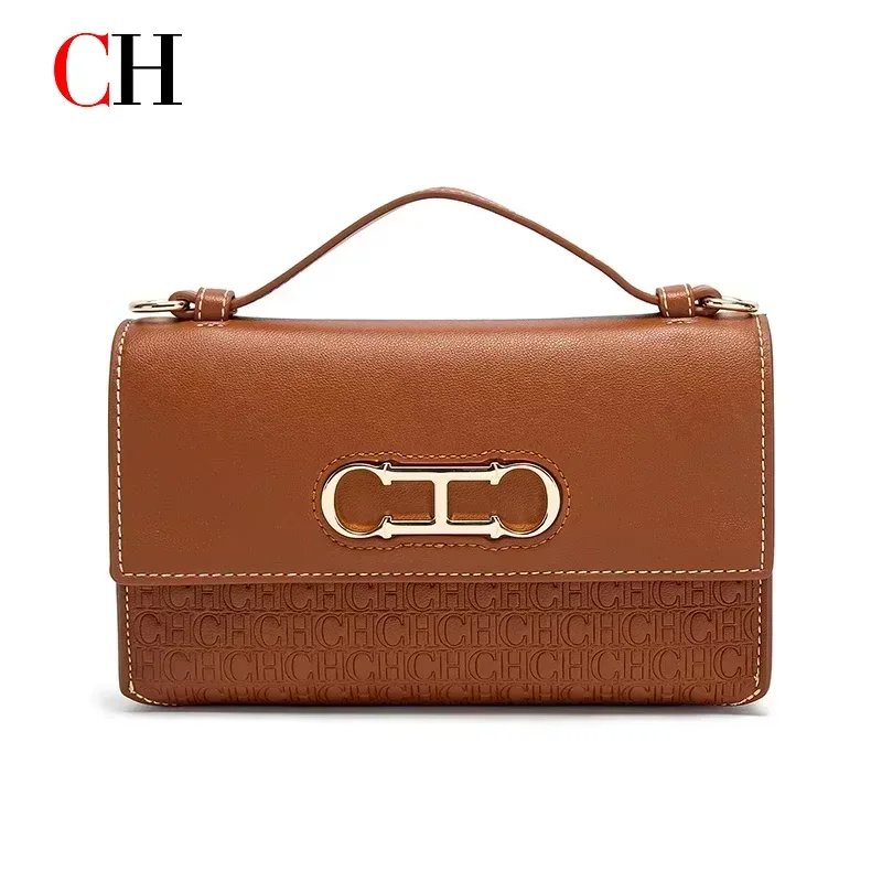 CH Flap Crossbody Bag Women Metal Buckle Mini Handbag Small Top Handle Detachable Shoulder Strap Daily Ladies Messenger Purse