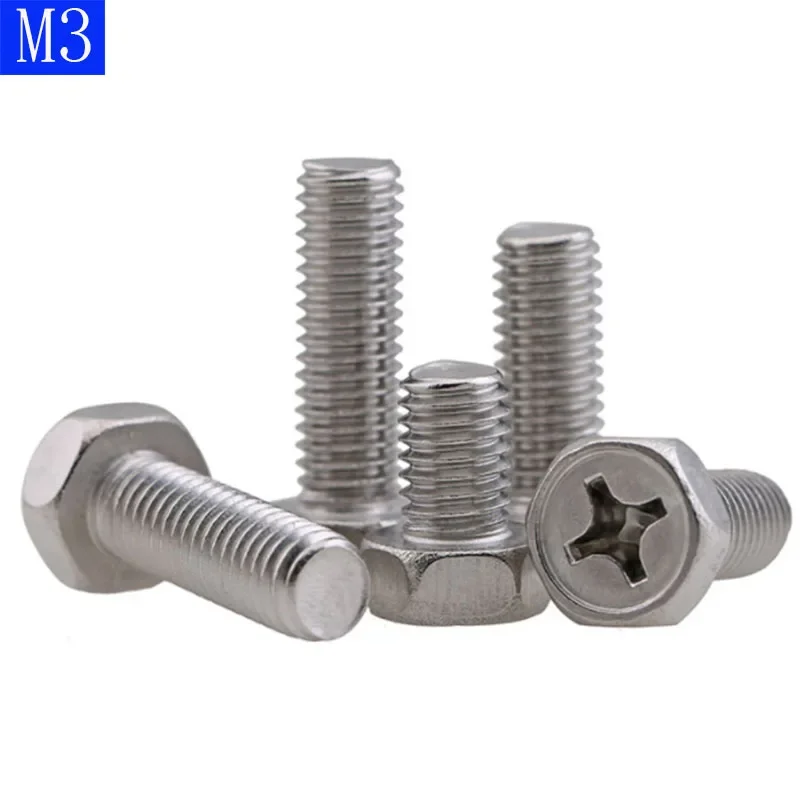 

M3 - 0.5 3mm 304 Stainless Steel - Phillips Drive Hex Head Bolts Cap Screws new