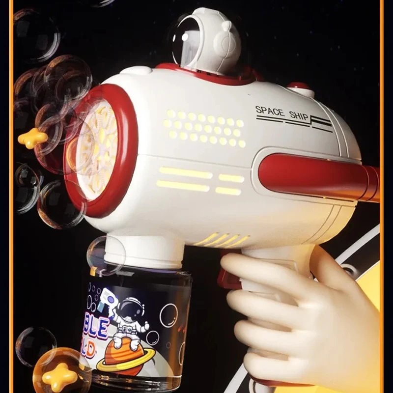 Bolle Pistola Macchina per bolle di sapone Lanciatore spaziale elettrico Regali per bambini Bolle completamente automatiche con zaino leggero Giocattolo per bambini