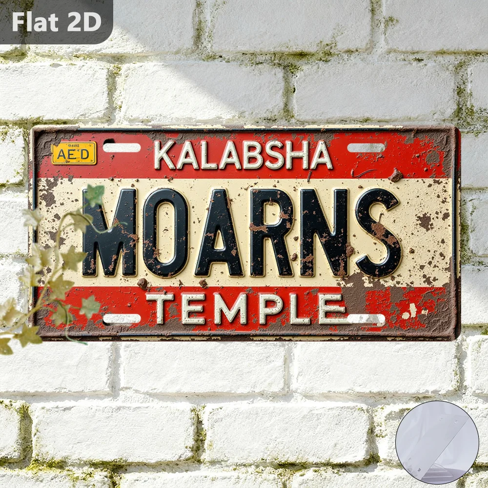 2D Flat Vintage Aluminum Metal Sign Kalabsha Moarns Temple Travel‑themed Retro Wall Art Plaque for Home Garage Man Cave Garden F