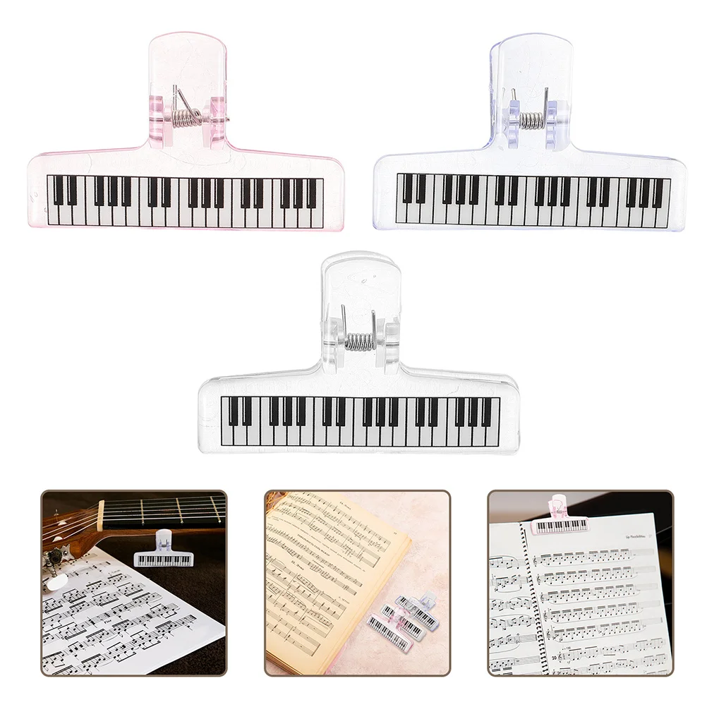 

6pcs Piano Sheet Clips Clear Acrylic Lightweight Strong Grip Holders For Students Musicians Transparent Organizer Sheet Music