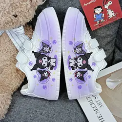 New Kuromi Cartoon Children Sneakers For Girls Boys Kids Tennis Shoes Casual Print Sport White Shoes Flat Low Cut Board Shoes