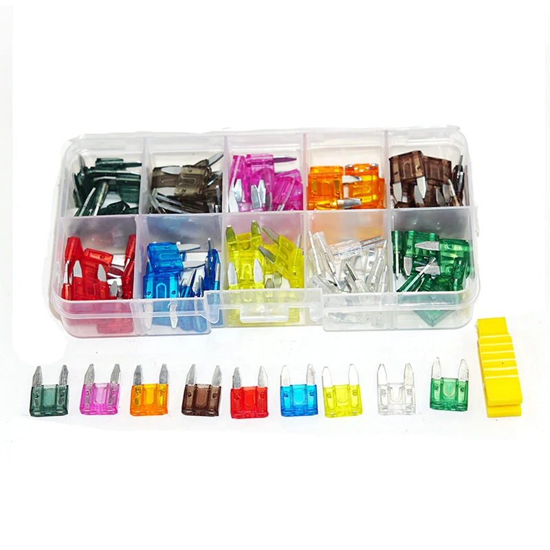 90/70Pcs Profile Small Size Blade Car Fuse Assortment Set for Auto Car Truck 2.5/3/5/7.5/10/15/20/25/30A Fuse with Plastic Box