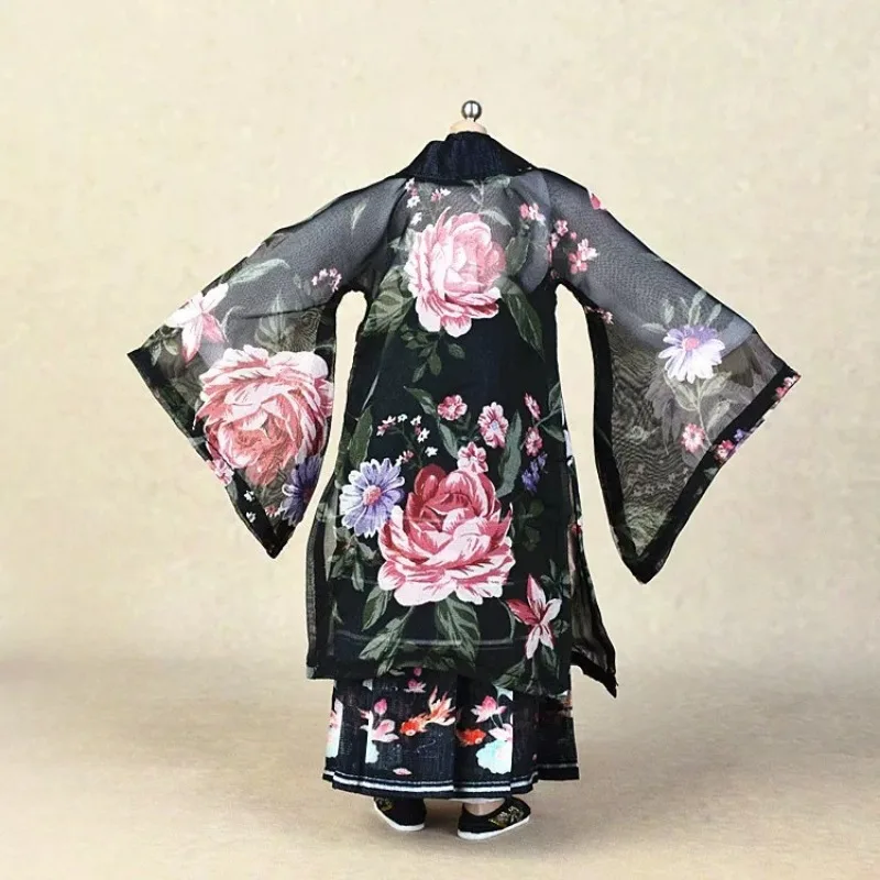 Maßstab 1:6, Tang-Dynastie, chinesischer Stil, Hanfu-Kostüm mit weiten Ärmeln, Pferdegesichtsrock-Set, passend für 12-Zoll-BJD-Actionfiguren-Körper – Detail 2