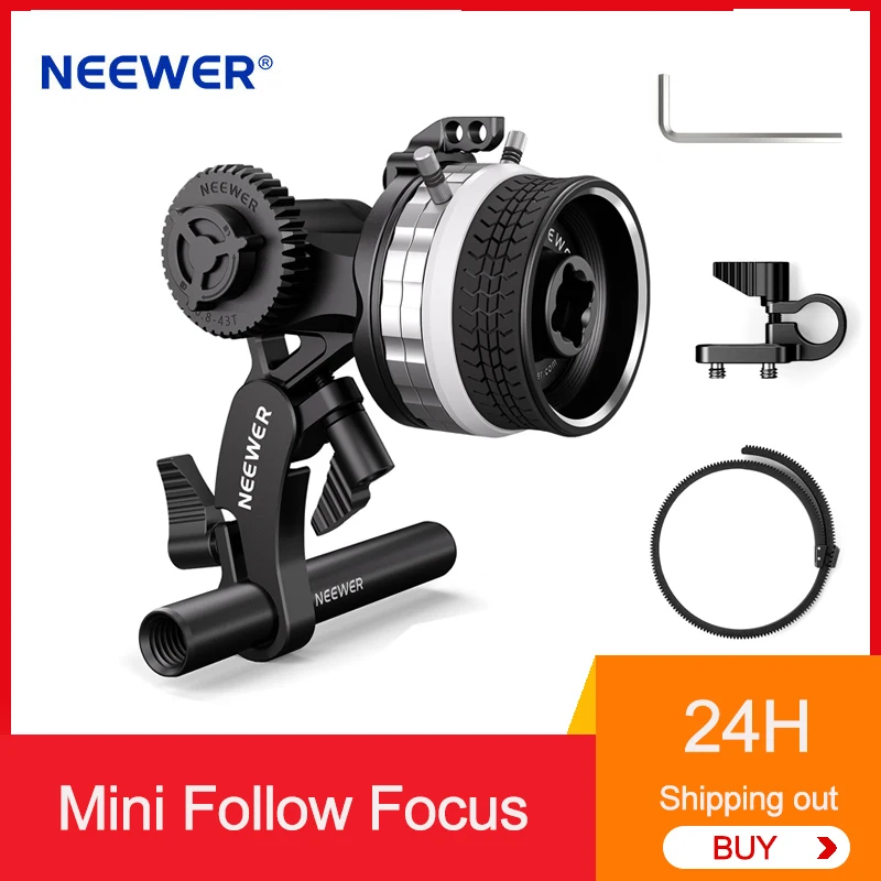 NEEWER PG001 Mini Follow Focus with A/B Stops 15mm Rod Connection For Cinema DSLR/Mirrorless Camera Manual Focusing Wheel