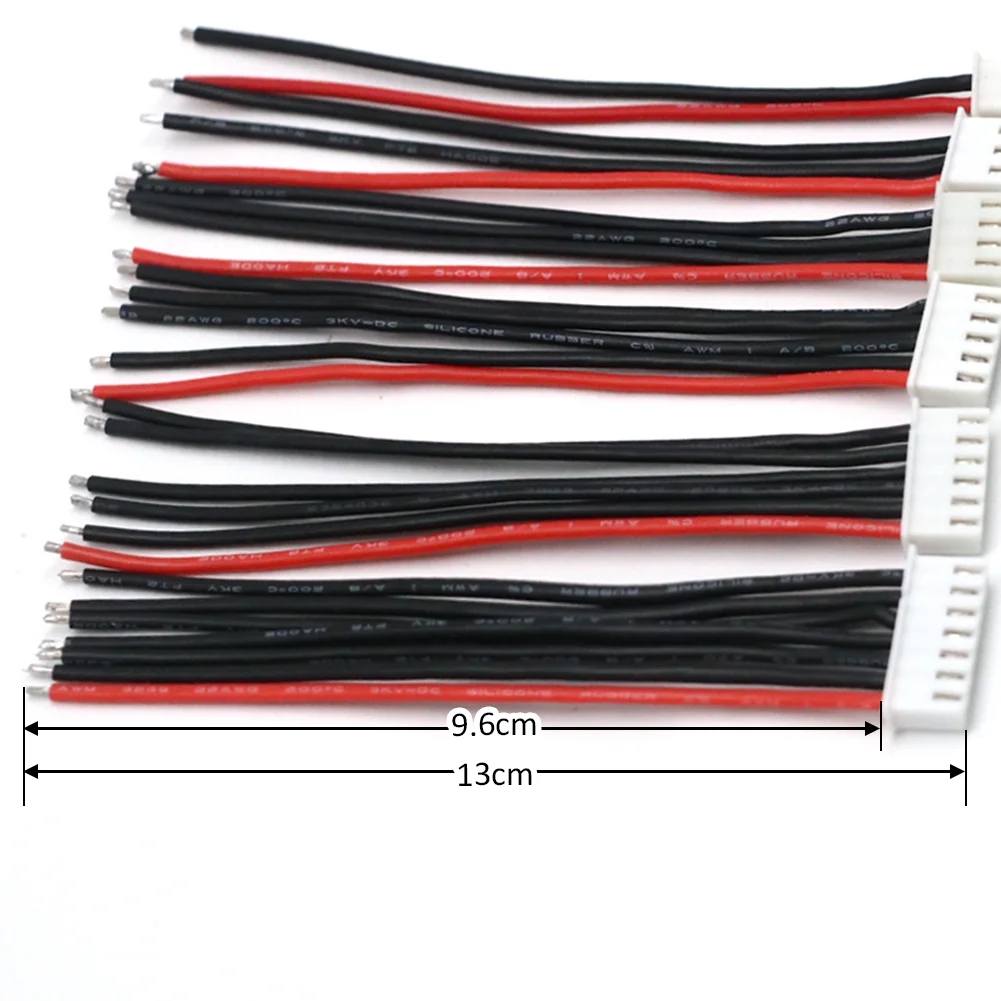 Cable de silicona suave para cargador de batería Lipo, adaptador de conector de 22AWG, 1S, 2S, 3S, 4S, 6S, 10CM, lote de 10 unidades