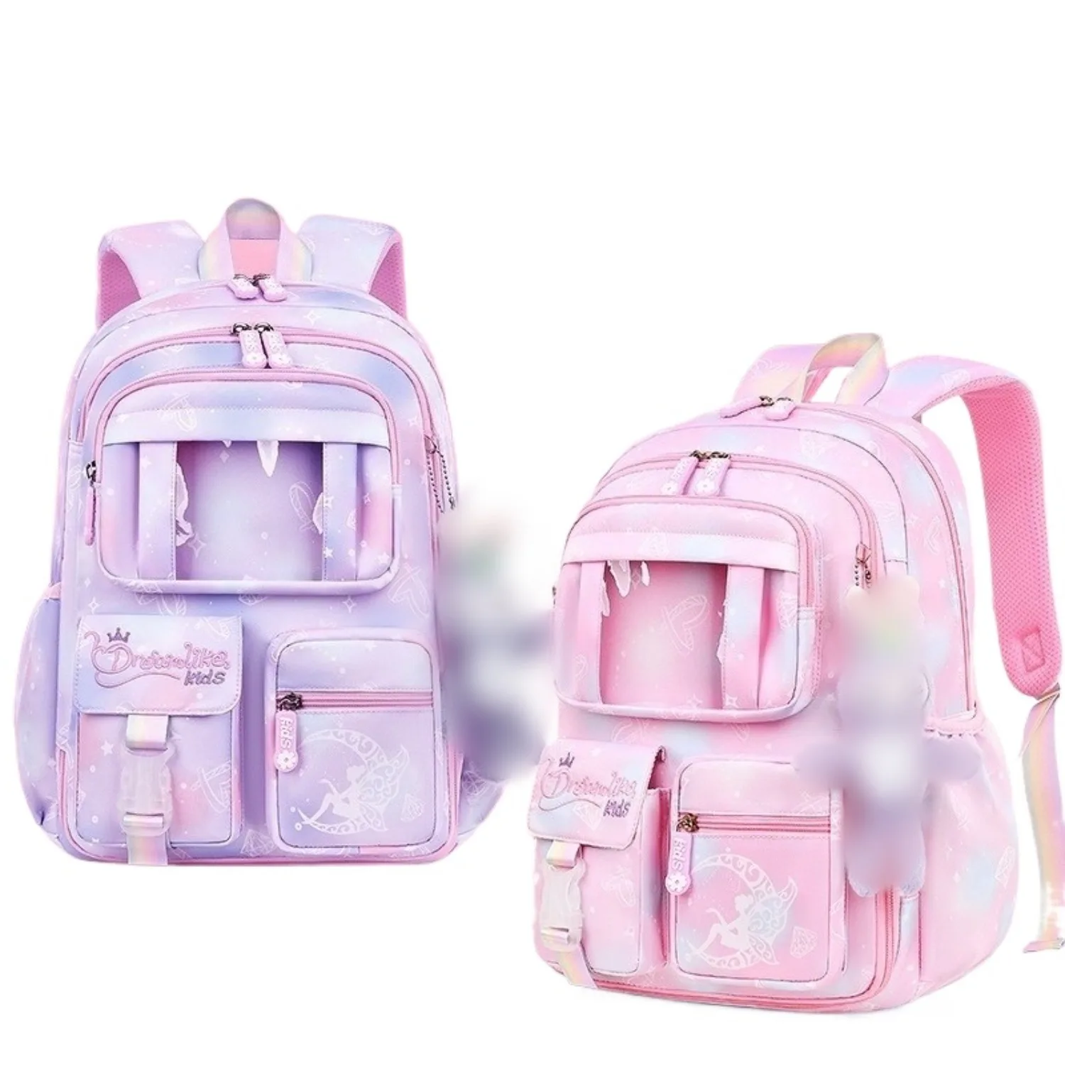 

Kids Backpack for Girls - Middle School & Elementary School, Cute Kawaii Backpack, Pink Purple Toddler Backpack Kids Schoolbag