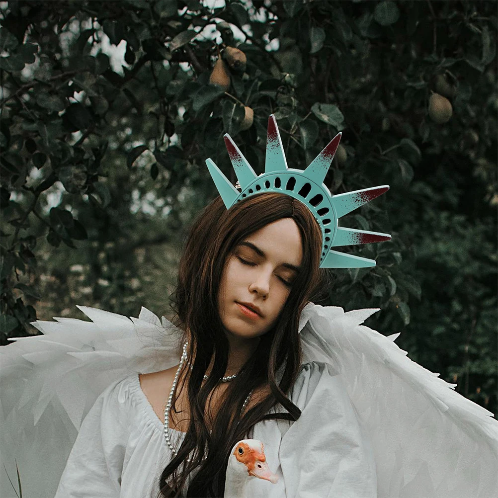 

Statue of Liberty Headb Crown Accessories Adult Patriotic Costume Lady Liberty Torch Souvenir Halloween Roleplay Prop