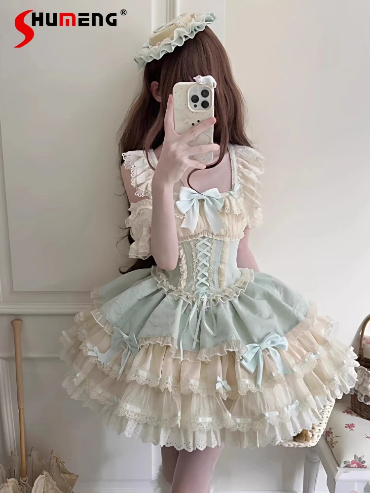 

Original Sweet Lolita Dress JSK for Women Girl's High Waist Slimming Exquisite Elegant Birthday Party Dress Vestidos De Mujer