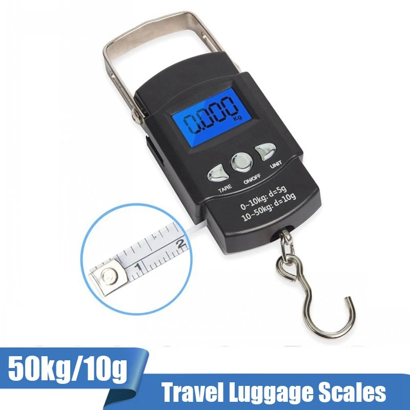 1 Pieces 50Kg Travel Scale Digital Fishing Scale With Ruler High Precision Fishing Scale No Battery