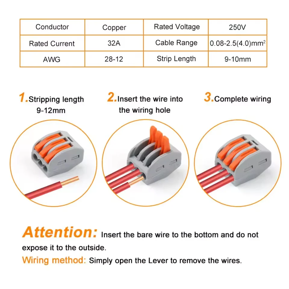 10/55pcs Wire Connector Electric Strip Connectors Mini Cage Spring Universal Compact Quick Wiring Conductors Push-in Terminal