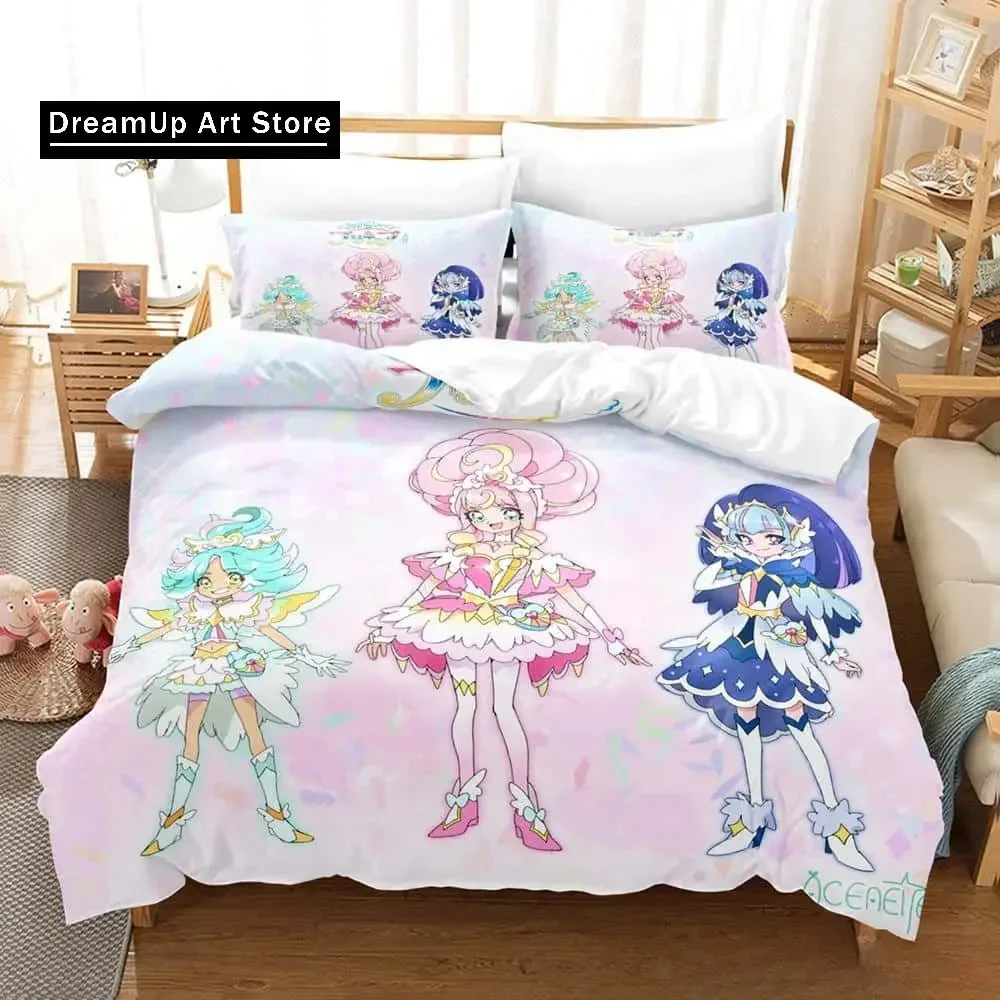 

3D Kawaii Anime Hirogaru Sky! Pretty Cure Bedding Set Single Twin Full Queen King Size Bed Set Adult Kid Bedroom Duvetcover Sets