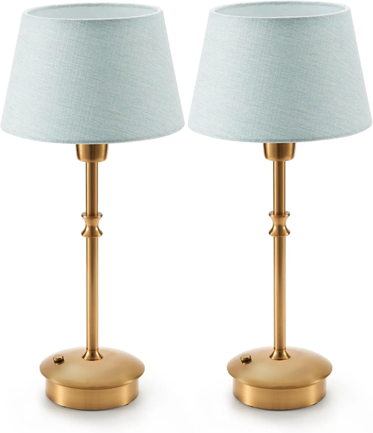 

Small Cordless Lamp Set of 2, Rechargeable Battery Operated Dimmable Table Lights for Side Table Dining Outdoor, Blue Fabric