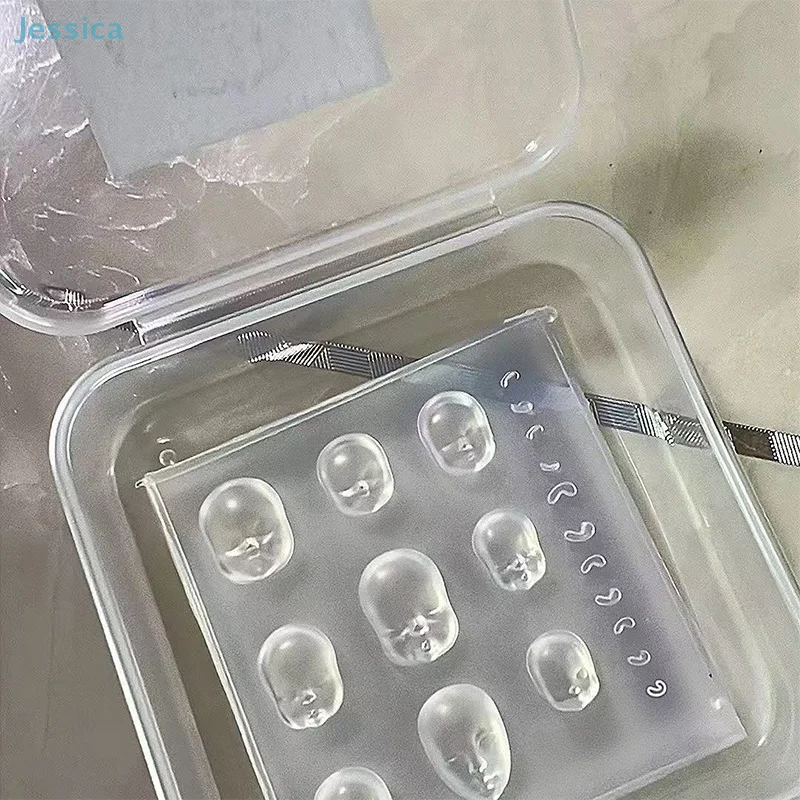 ♥ 3D menselijk gezicht pop siliconen nail art schimmel nail art decoraties transparante manicure sjabloon