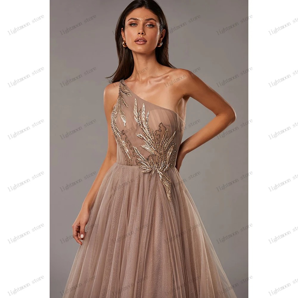 Klassische Abendkleider für Frauen 2024 One Shoulder Roben Tüll abgestuftes Ballkleid ärmellose rücken freie elegante Vestidos de Noche