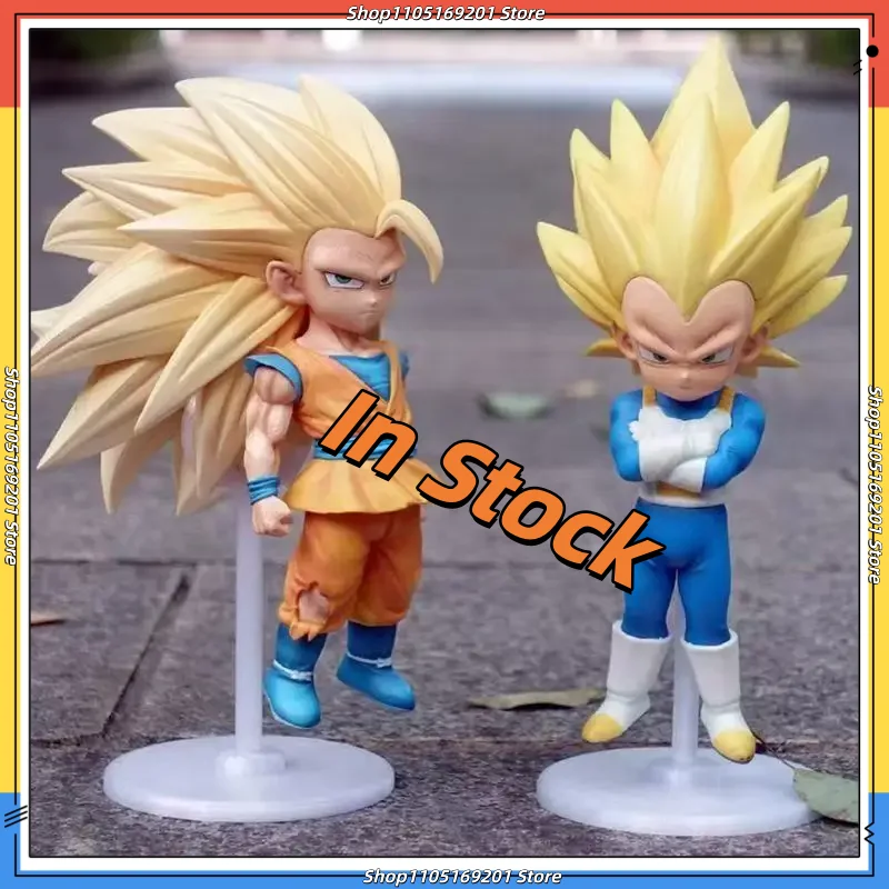 21cm/ 8.27inch Dragon Ball Anime Figure Q Version SSJ3 Vegeta Son Goku Super Saiyan 3 Action Figurine Collection Model Toy Gifts