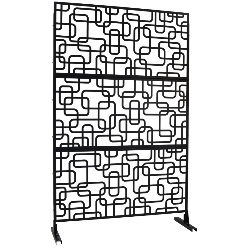 Outdoor & Indoor Privacy Screen Metal Privacy Screen 76" H×48" W, Freestanding Decorative Privacy Screen for Deck Balcony Patio, Privacy Fence Panels for Outside Lawn Garden PS114 BLACK view 2