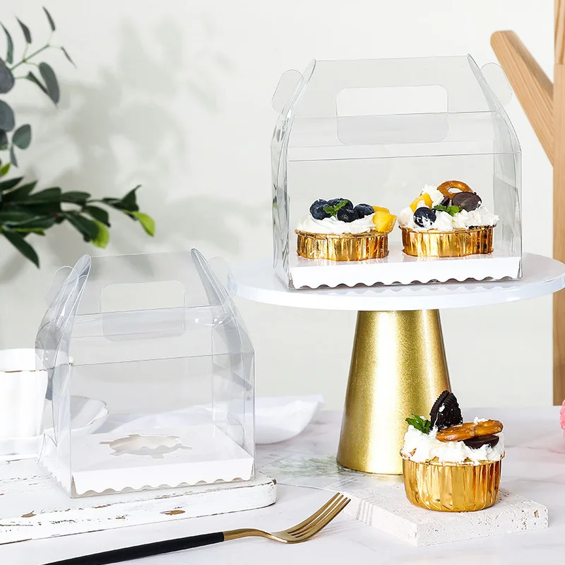 10 stücke Tragbare Klar PET Kuchen Box Für Verpackung Cupcake Mooncake Dessert Weihnachten Geburtstag Hochzeit Party Süßigkeiten Geschenk Verpackung Box