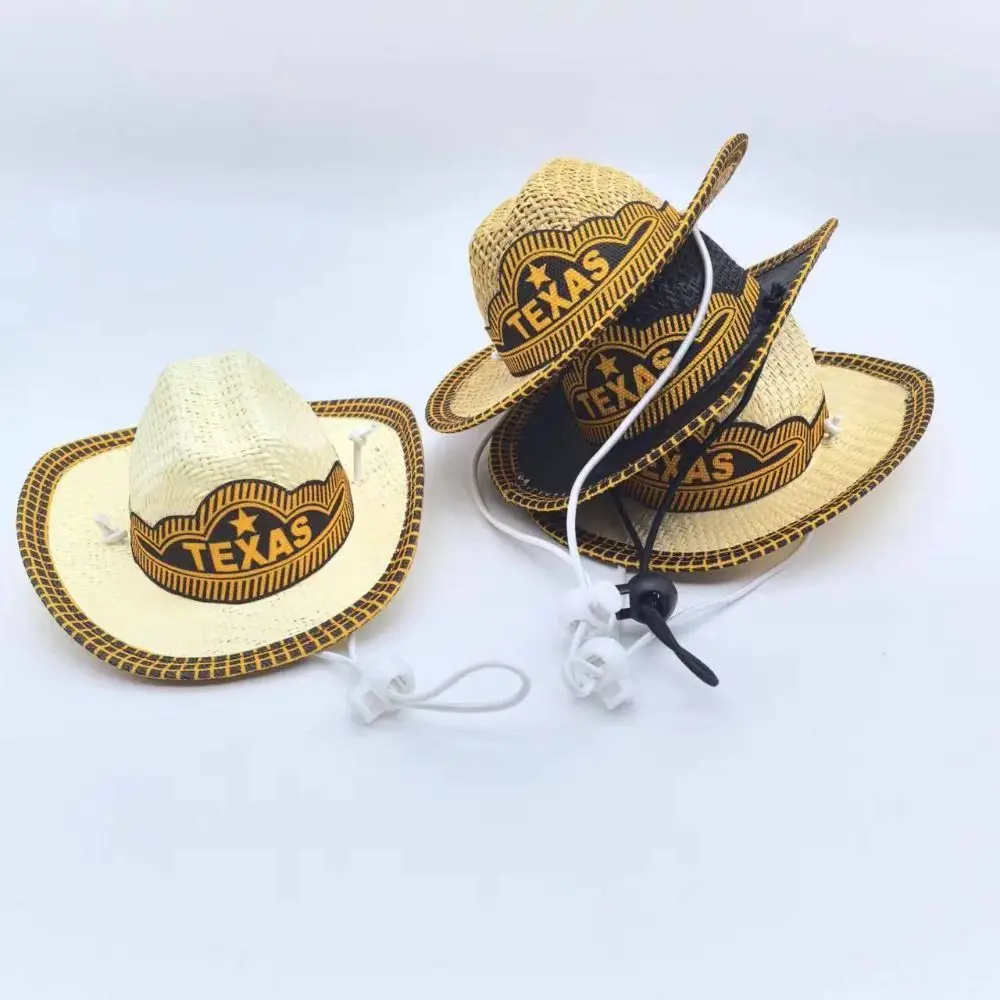 

Fashion Windproof Rope Pet Straw Hat Breathable Hawaii Style Pet Sombrero Cap Sun Hat Outdoor