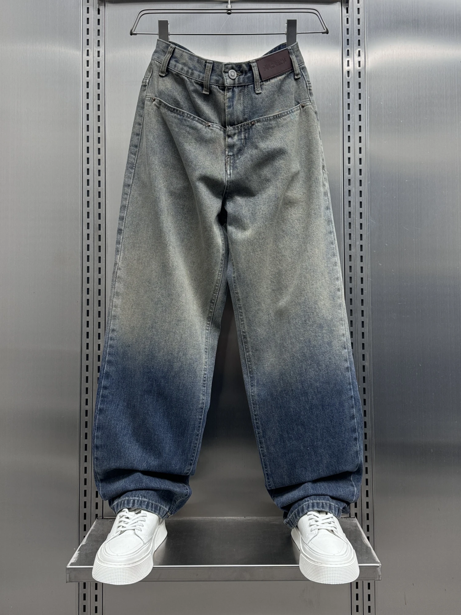 

Мужские джинсы прямого кроя с эффектом градиента в американском стиле, свободные, винтажные, для уличного стиля, молодежные, трендовые, длинные брюки